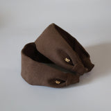 Wide Headband Brown Rib-Knit