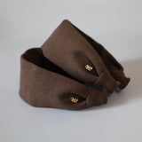 Wide Headband Brown Rib-Knit