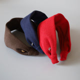 Wide Headband Red Rib-Knit