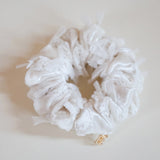 Brushed Velour Ivory Mini Scrunchie