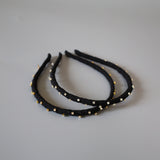 Narrow Studs Headband Black lill Gold