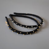 Narrow Studs Headband Black lill Gold