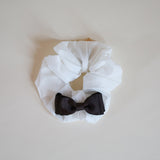 Swish Ribbon Scrunchie White-Brown