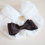 Swish Ribbon Scrunchie White-Brown