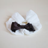 Swish Ribbon Scrunchie White-Brown