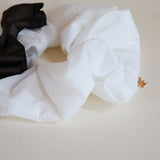 Swish Ribbon Scrunchie White-Brown