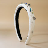 Slender Headband White Rainbow