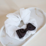 Swish Ribbon Scrunchie White-Brown