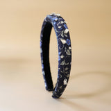 Slender Headband Navy Blue Silver