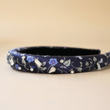 Slender Headband Navy Blue Silver