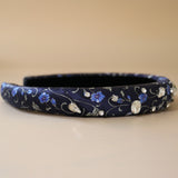 Slender Headband Navy Blue Silver