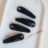 Hair Pin Black Leopard Silver Logo