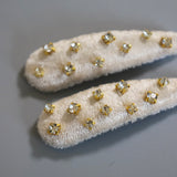 Hair Pin Velour Beige Gold