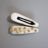 Hair Pin Velour Beige Gold