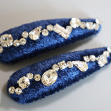 Hair Pin Velour Navy Silver