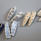 Hair Pin Velour Navy Silver