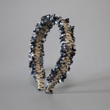 Frills Navy Tweed Headband No Studs
