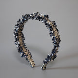 Frills Navy Tweed Headband No Studs