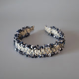 Frills Navy Tweed Headband No Studs