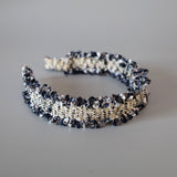 Frills Navy Tweed Headband No Studs