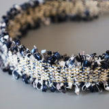 Frills Navy Tweed Headband No Studs