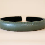 Slender Headband Eco Green Leather No Studs