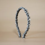 Narrow Headband Black White Tweed