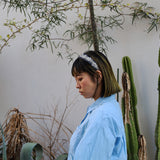 Frills Navy Tweed Headband No Studs