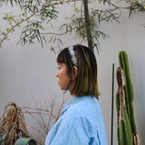 Frills Navy Tweed Headband No Studs