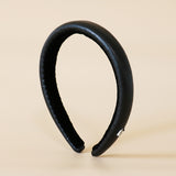 Slender Headband Eco Black Leather No Studs