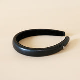 Slender Headband Eco Black Leather No Studs