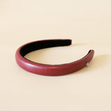 Slender Headband Eco Red Leather No Studs