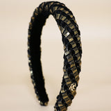 Slender Headband Bumpy Black Gold No Studs