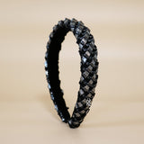 Slender Headband Bumpy Black Silver No Studs