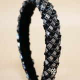 Slender Headband Bumpy Black Silver No Studs