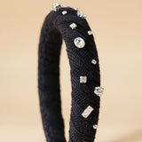 Slender Headband Black Knit Silver