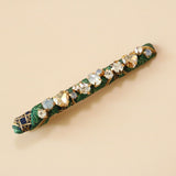 Straight Hair Clip Green Gold