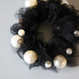 Black Tulle Pearl Hair Pony