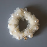 White Tulle Pearl Hair Pony