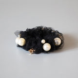 Black Tulle Pearl Hair Pony
