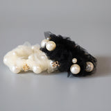 White Tulle Pearl Hair Pony