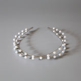Silver Pearl Line Headband