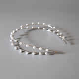 Silver Pearl Line Headband