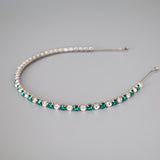 Silver Green Studs Headband