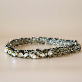 Narrow Headband Black Tweed Gold
