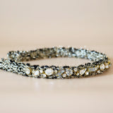 Narrow Headband Black Tweed Gold