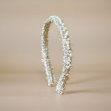 Narrow Headband White Tweed Pearl