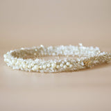 Narrow Headband White Tweed Pearl