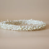 Narrow Headband White Tweed Pearl