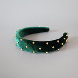 Green Velour Studs OG Headband